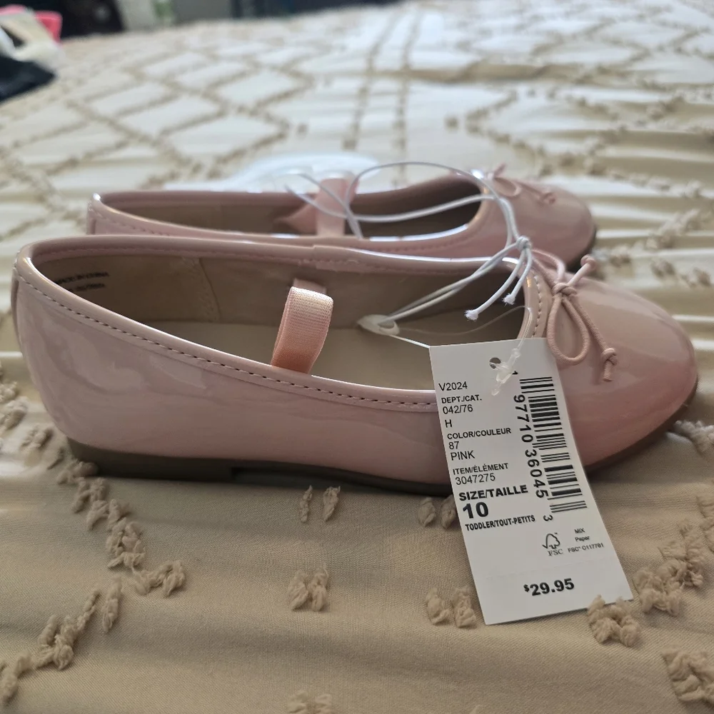 The Children's Place Toddler Girls Bow Ballet Pink Shoes 10c